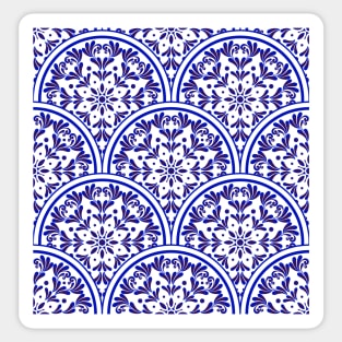 Porcelain Mediterranean Greek Chinese Asian Pattern Blue White Circle Sticker